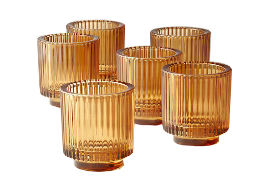 Amber Ribbed Glass Votives