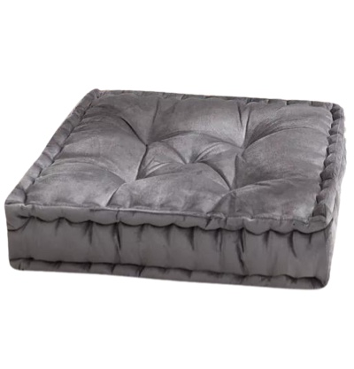 Grey Velvet Tufted Floor Pillow