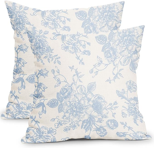 Powder Blue Floral Pillow