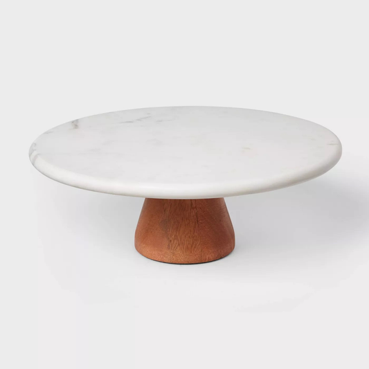 Marble & Wood Cake Stand