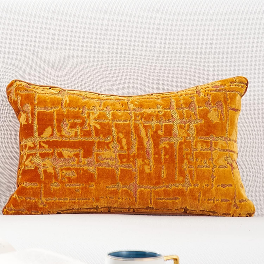 Orange Geo Plaid Lumbar Pillows