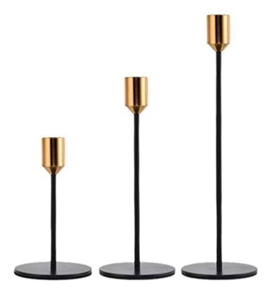 Black & Gold Taper Candle Holders