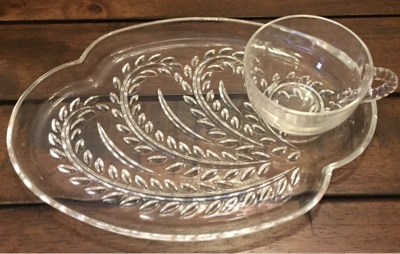 Clear Glass Vintage Cup & Plate Set