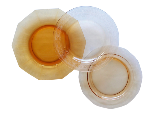 Amber Glass Vintage Plates - Lunch / Salad