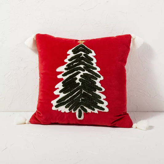 Christmas Tree Red Velvet Pillow