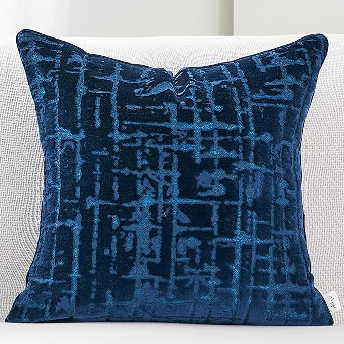Dark Blue Geometical Plaid Pillows