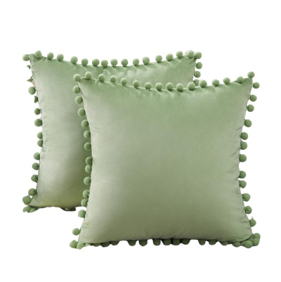 Light Green Pom Pom Pillows