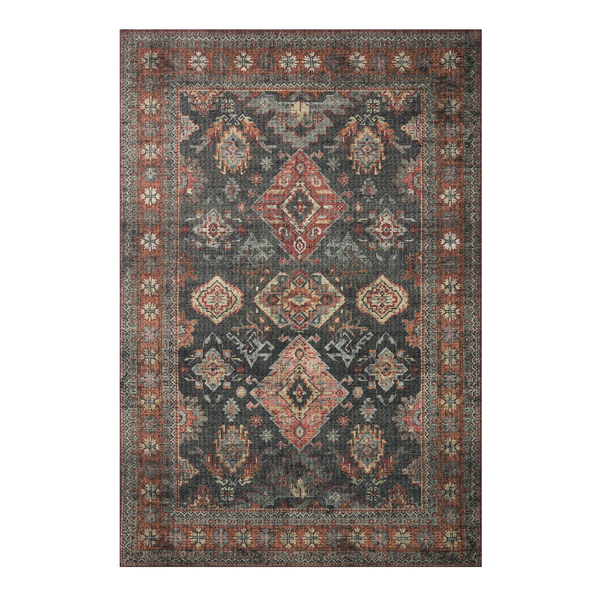 Blue & Rust Persian Rug - 5'x7.5'