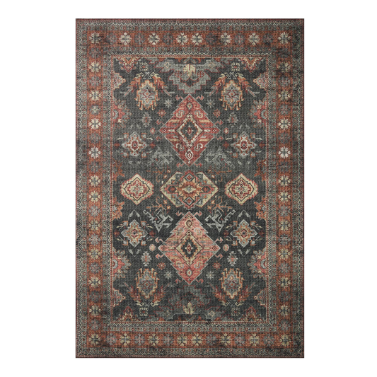 Blue & Rust Persian Rug - 5'x7.5'