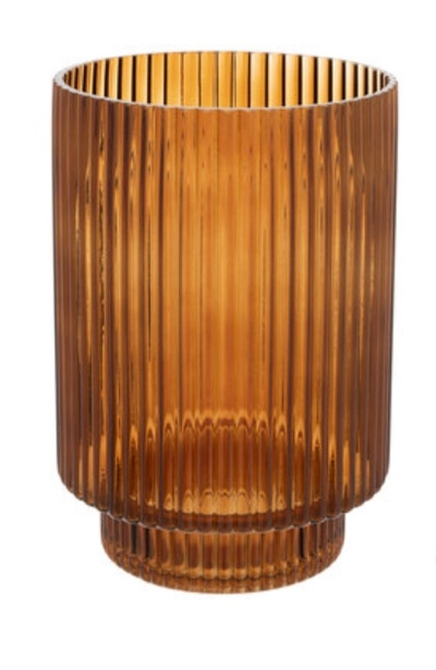 Amber Ribbed Vase Tall