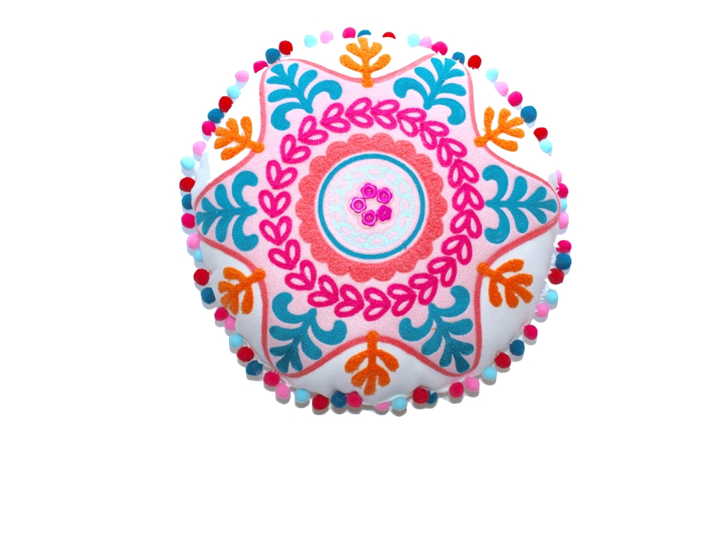 Round Pompom Boho Pillow