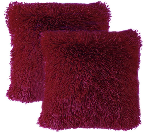 Burgundy Fur Pillows