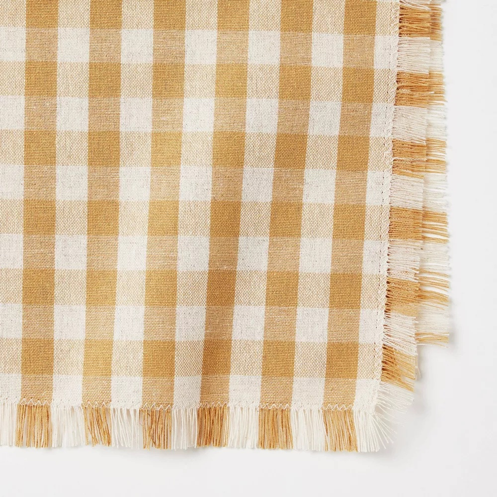Tan Gingham Fringe Napkins