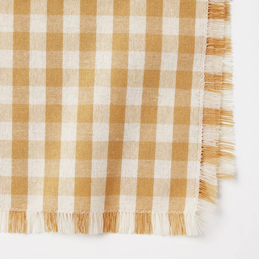 Tan Gingham Fringe Napkins