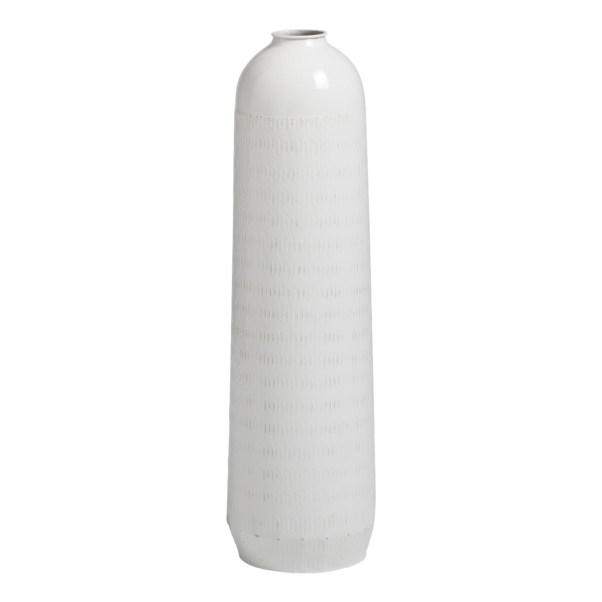 Tall White Metal Floor Vase