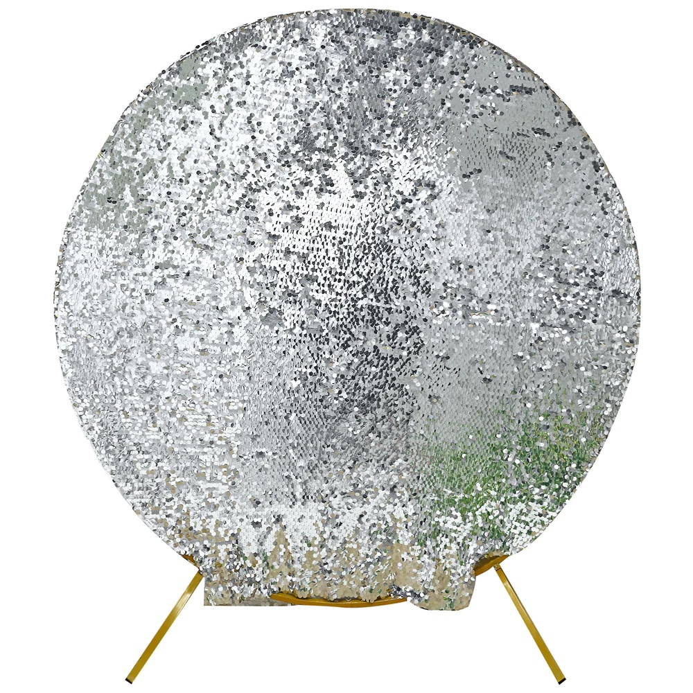 Large Sequin Circle Arch Cover - Silver