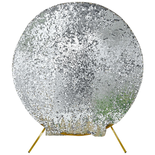 Large Sequin Circle Arch Cover - Silver