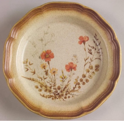 Vintage Stoneware Dinner Plate -Autumn Flowers
