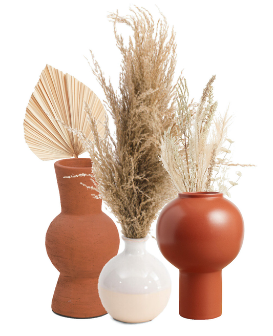 Large Terracotta Trio-Vase Decor