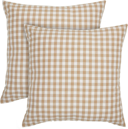 Tan Plaid Pillows