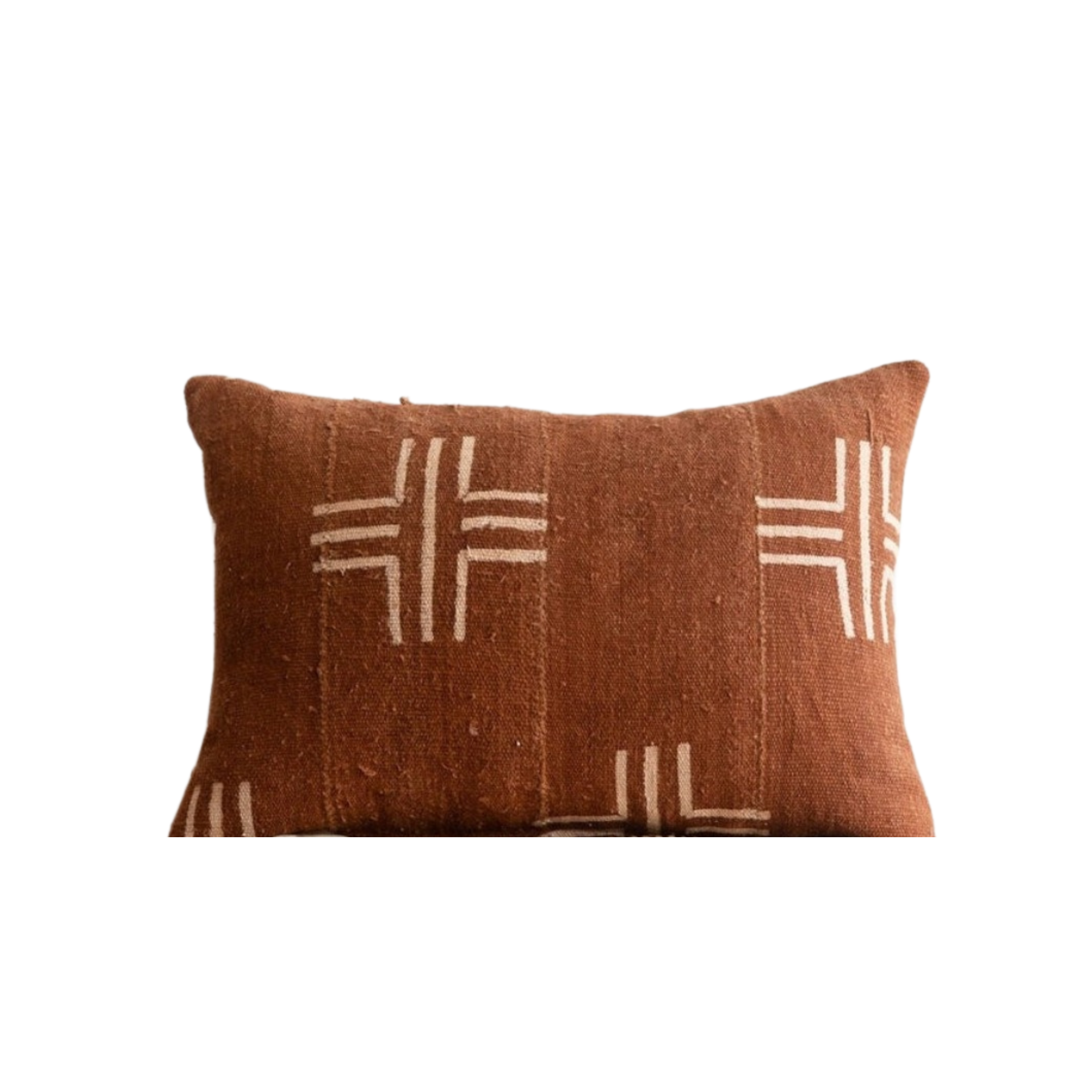 Rust African Mudcloth Lumbar Pillow