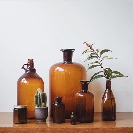 Vintage Amber Bottle Collection