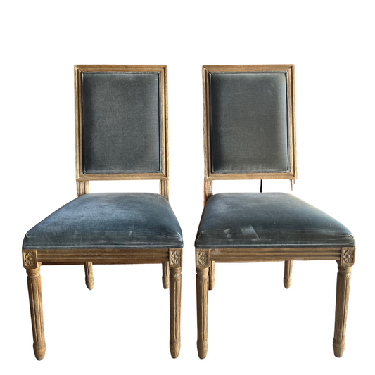 Blue Velvet Square Louis Chair