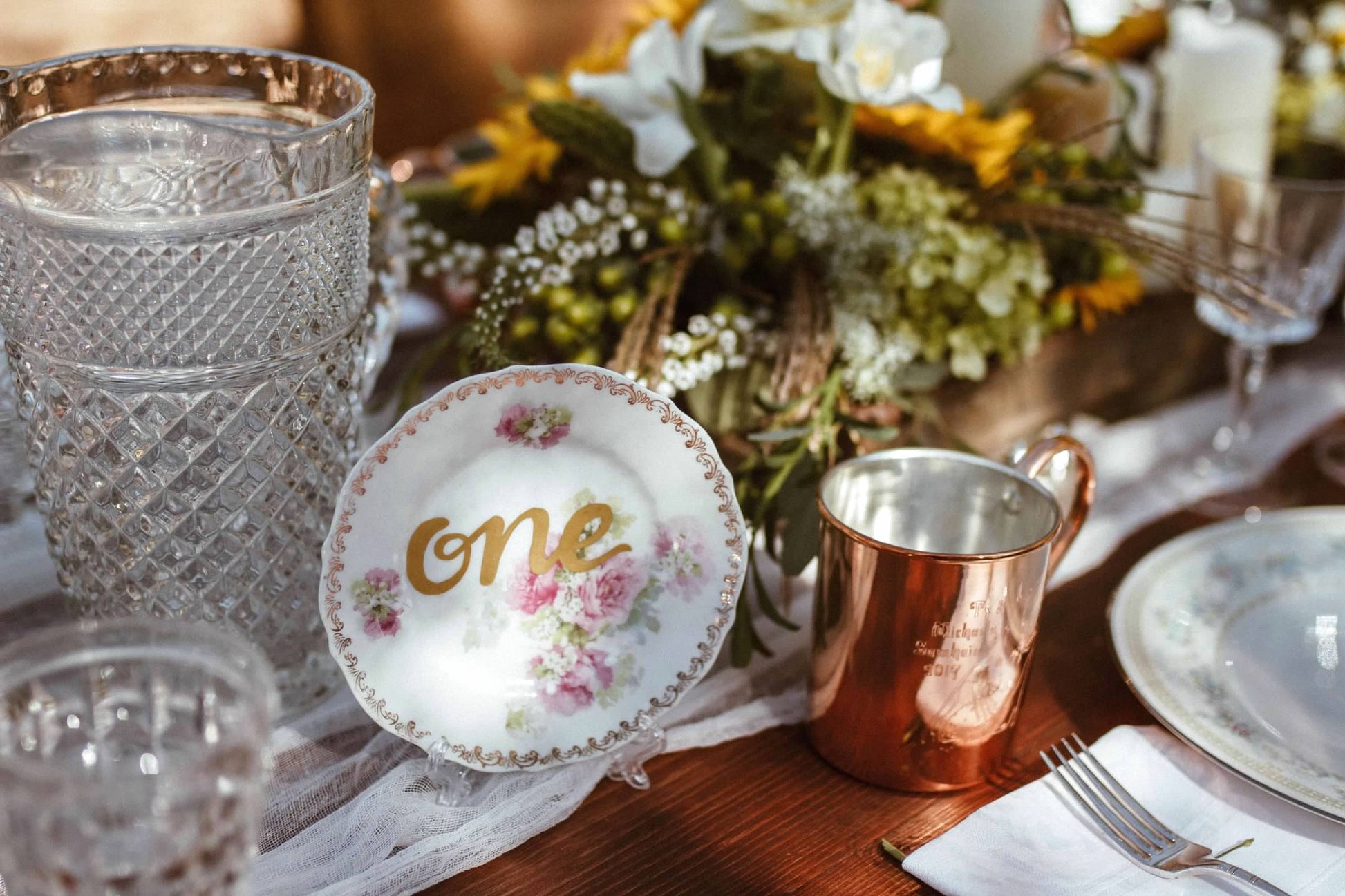 Vintage Floral Plate: Table Number
