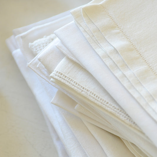 Mismatched Vintage Napkins - White