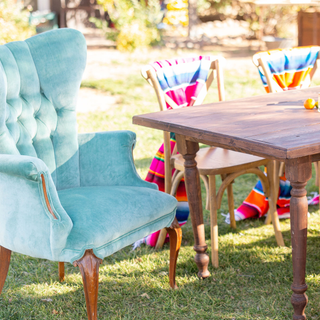 Turquoise Wing Back Arm Chair