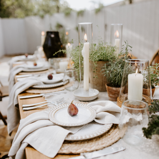 Wood Base Glass Hurricane - Medium