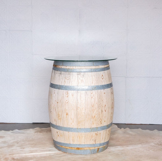 French Oak Wine Barrel with Glass Top
