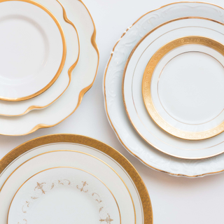 Vintage White & Gold Plate Collection