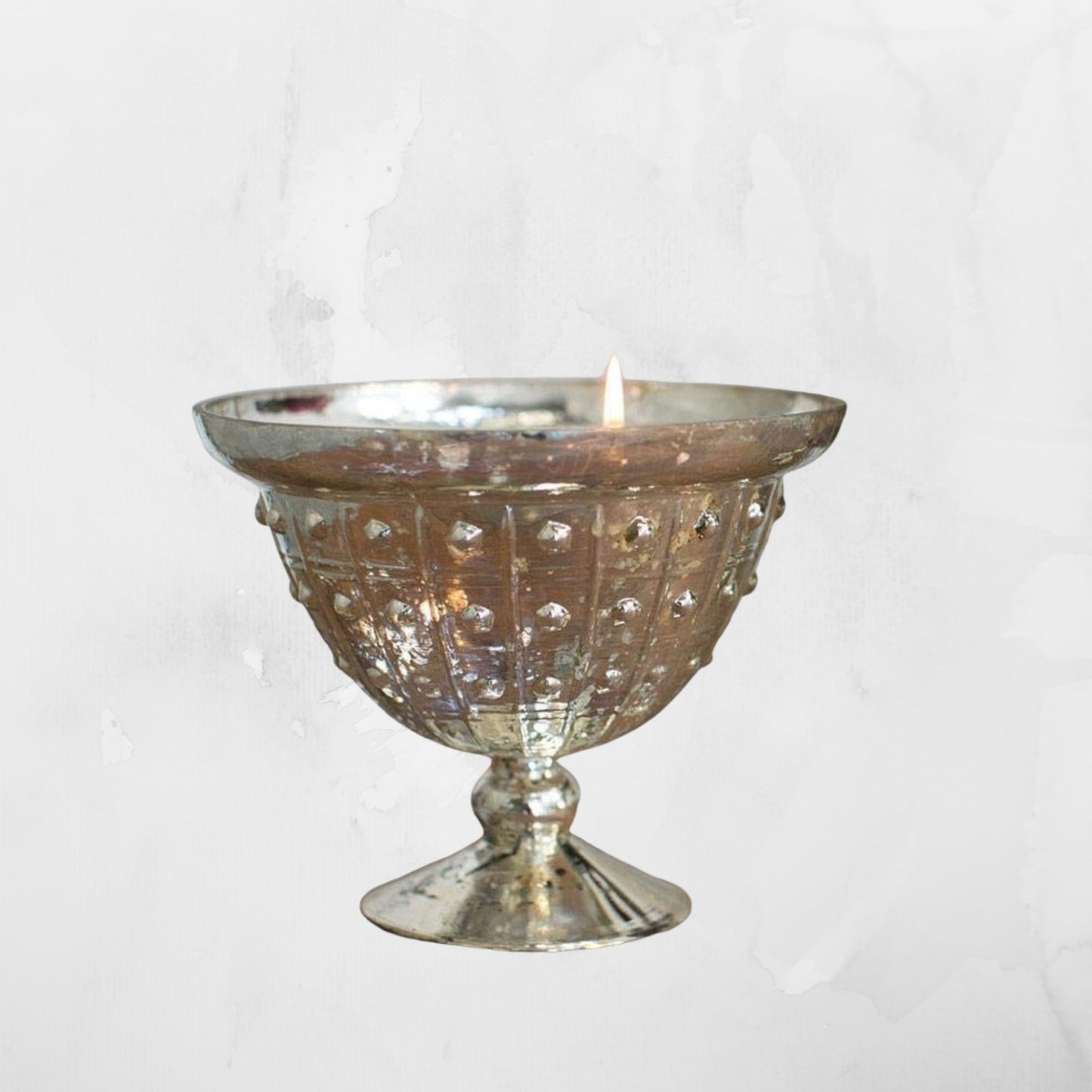 Mercury Glass Hurricane/Compote - Large