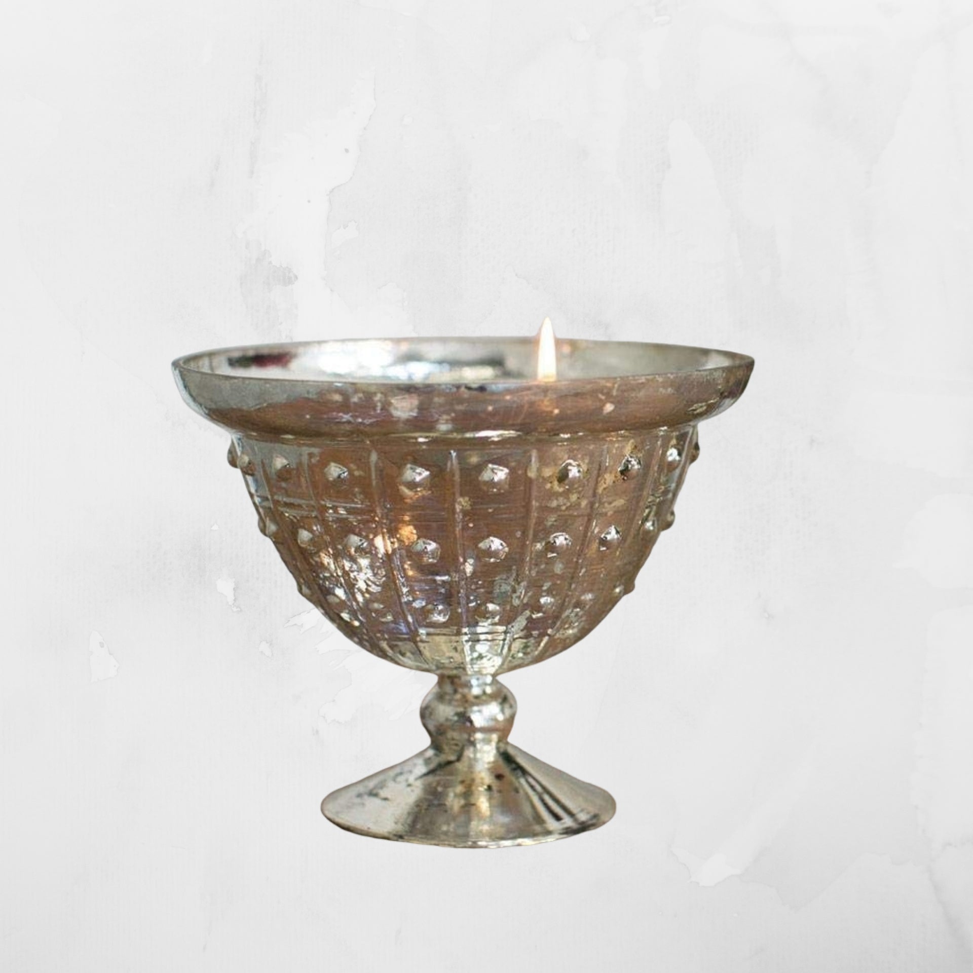 Mercury Glass Hurricane/Compote - Large