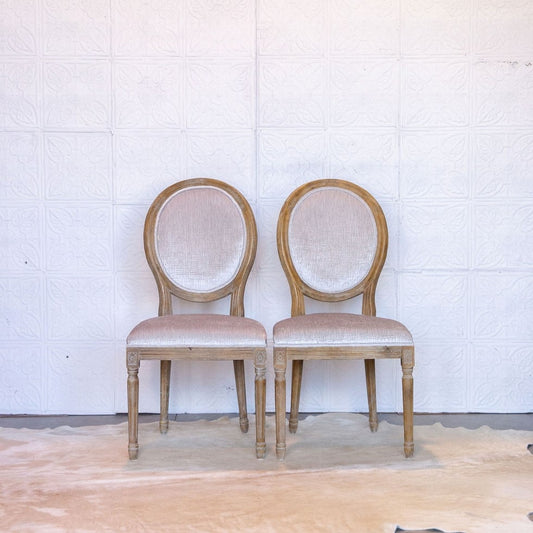 Grey Velvet Oval Back Chair