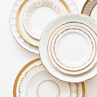 Vintage White & Gold Plate Collection