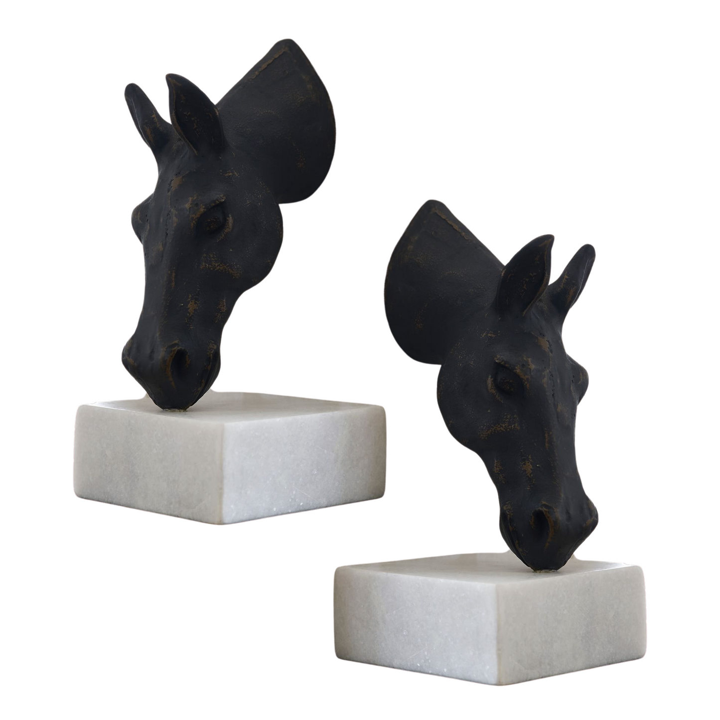 Horse Bookends: Black & Marble