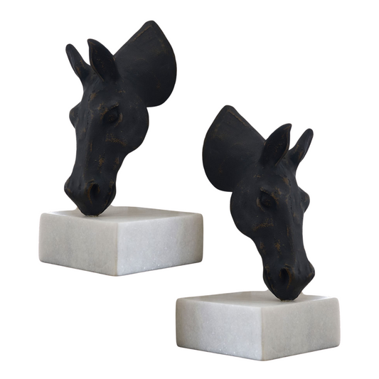 Horse Bookends: Black & Marble
