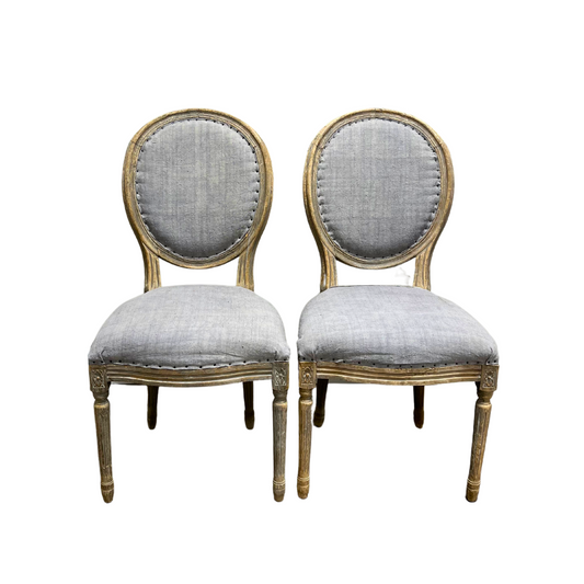 Grey Linen Louis Chair