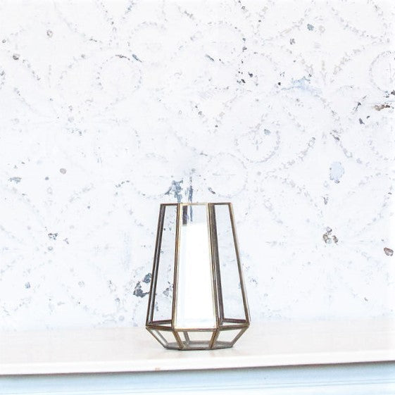 Tapered Octagon Lantern - Antiqued Brass