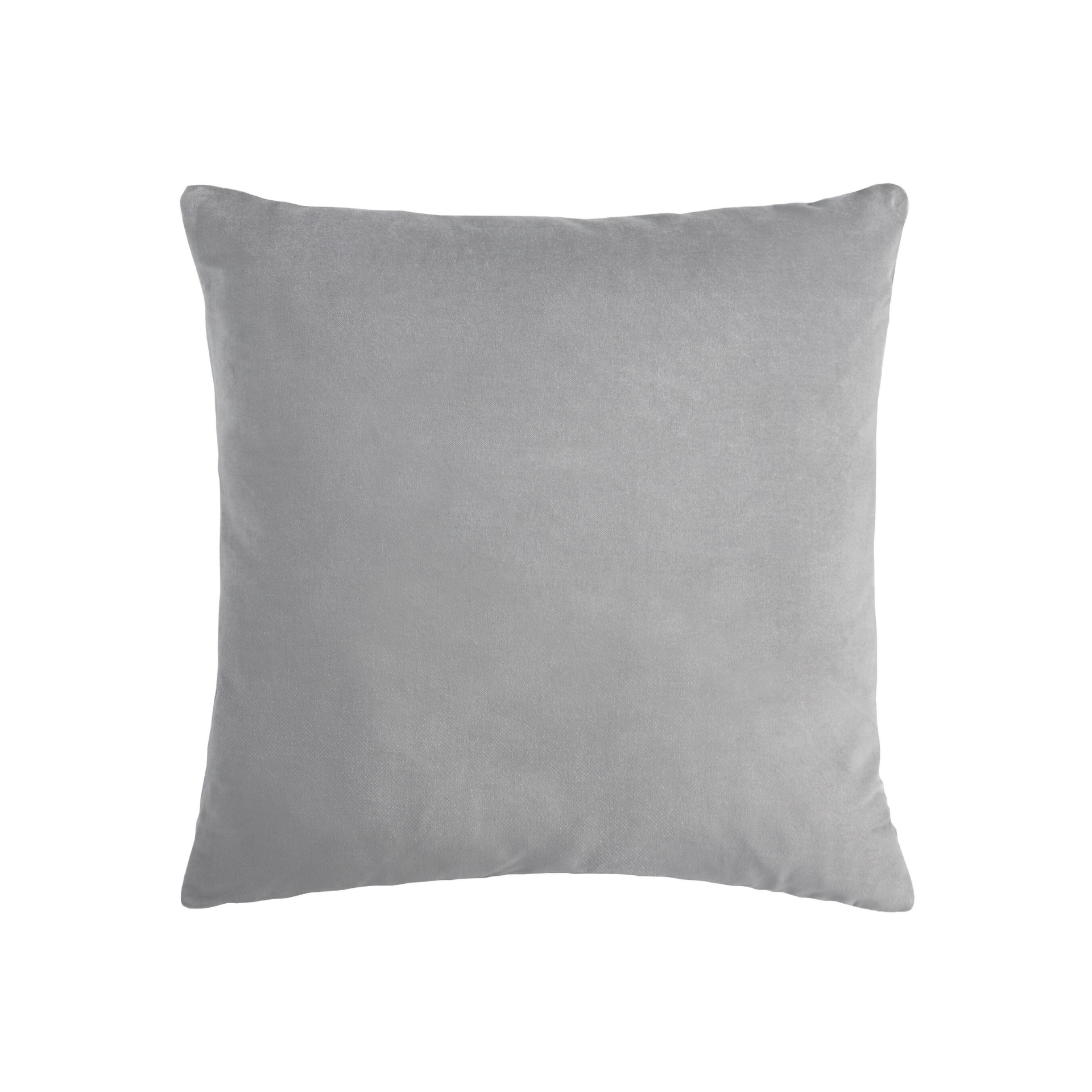 Grey Velvet Accent Pillow
