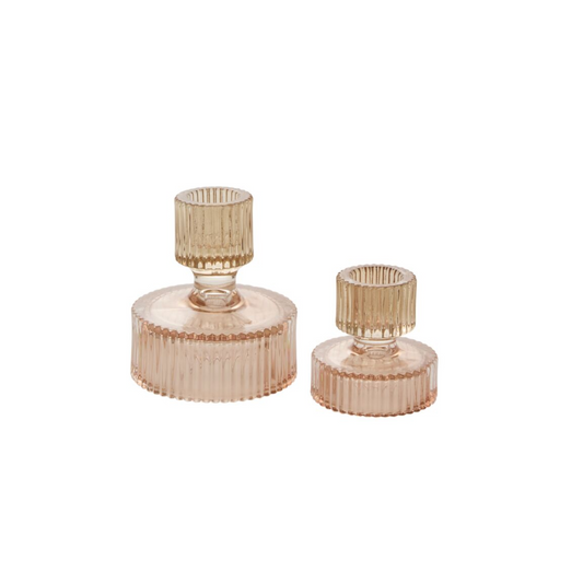Ribbed Blush Candlestick