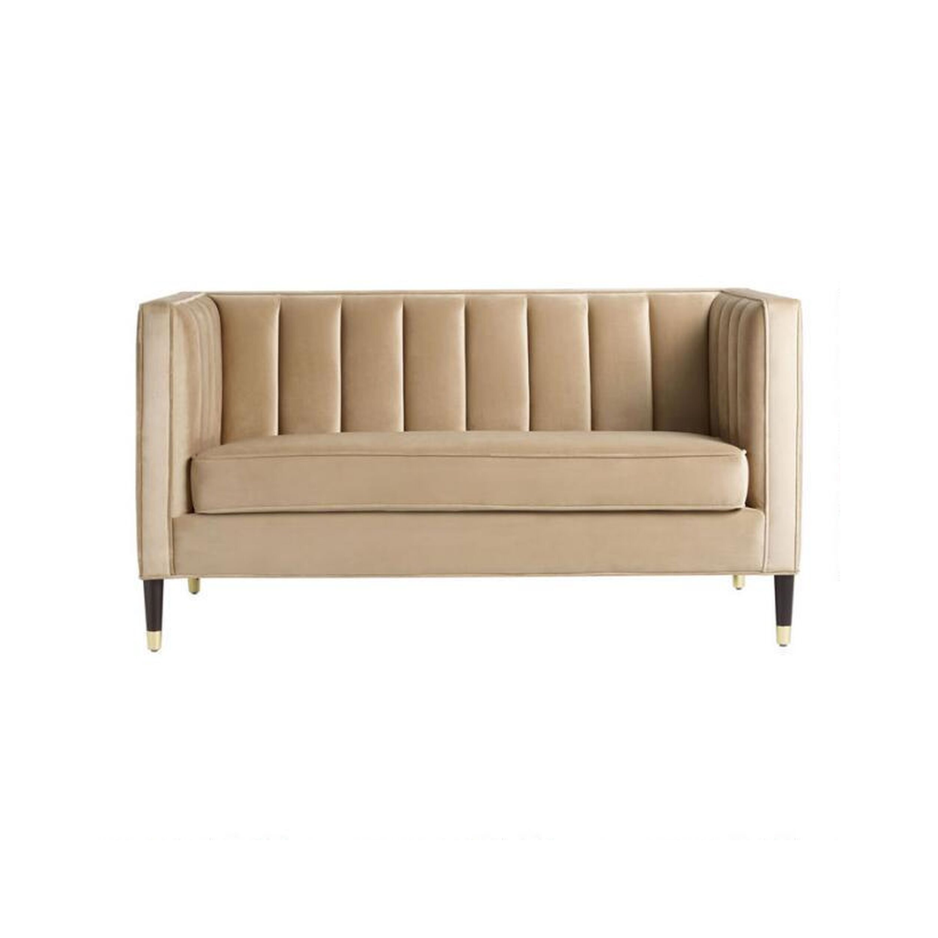 Taupe Velvet Loveseat