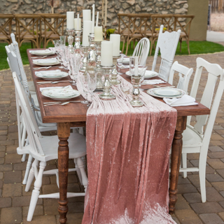 Crushed Velvet Table Drape - Dusty Rose