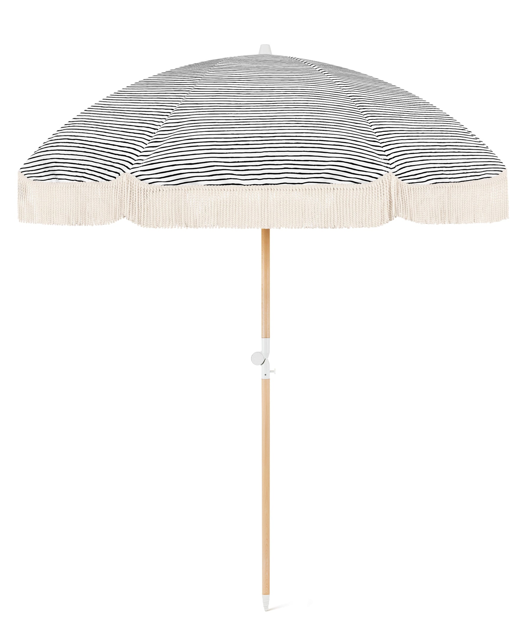 Fringe Market Umbrella: Navy Stripes