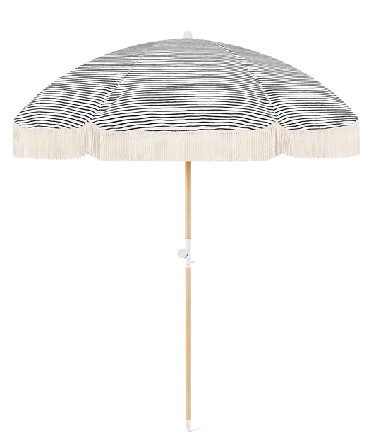 Fringe Market Umbrella: Navy Stripes