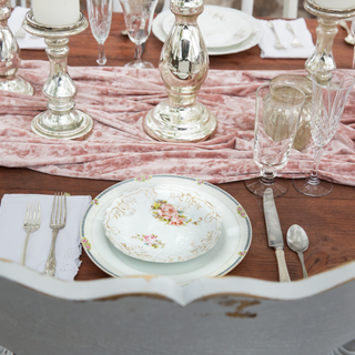 Crushed Velvet Table Drape - Dusty Rose