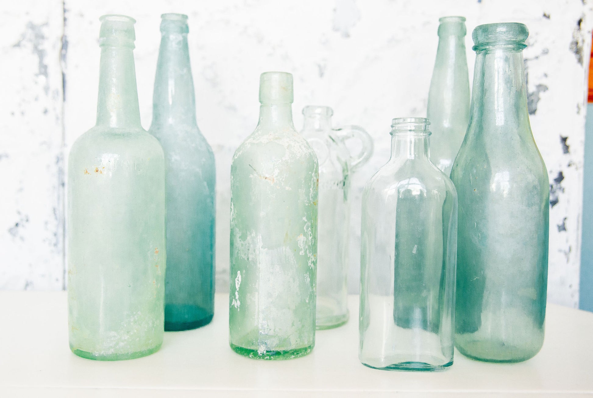 Turquoise Glass Vintage Bottle Collection