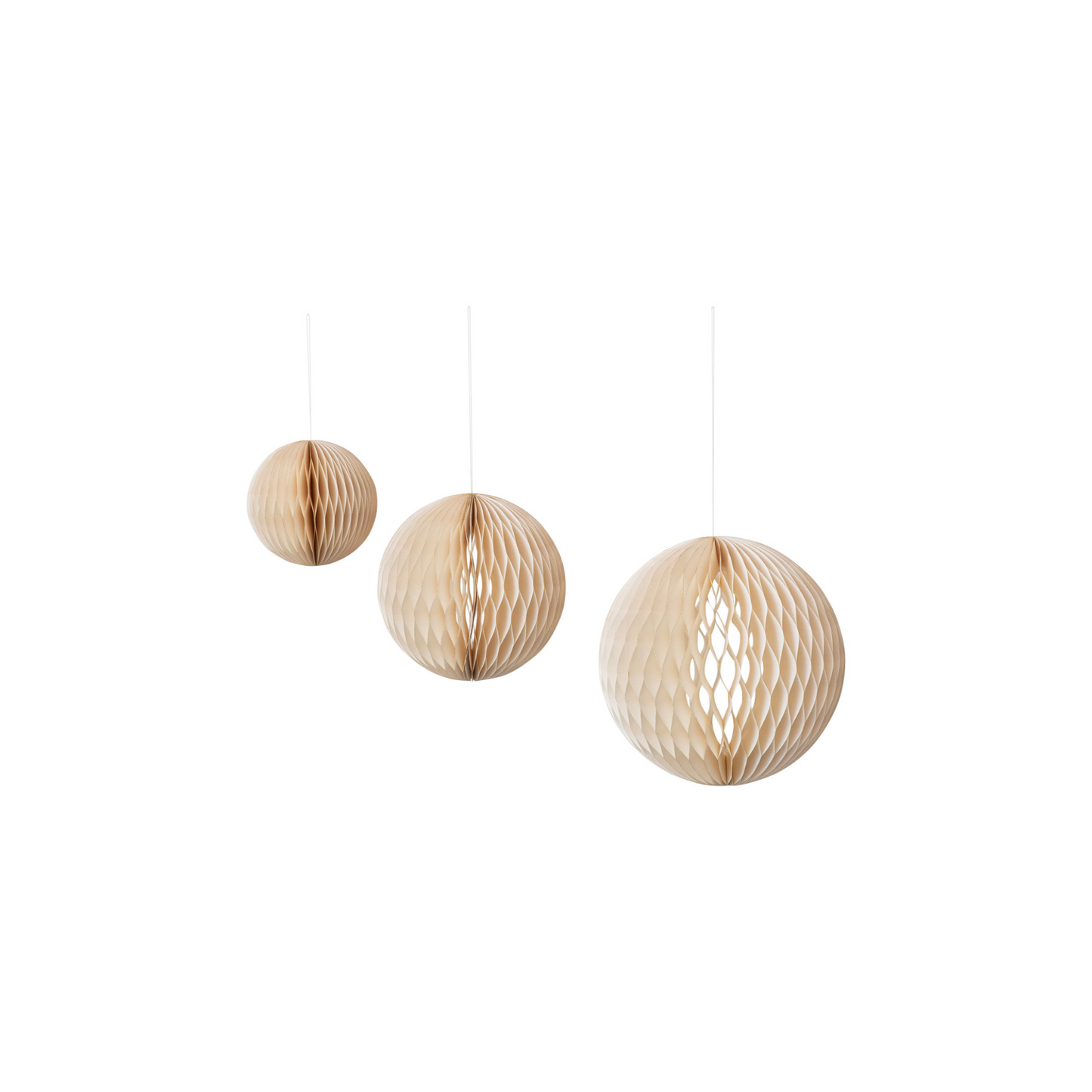 Cream Honeycomb Ornaments: Set of 3